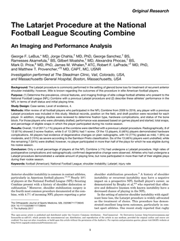 Latarjet Procedure at the National Football League Scouting Combine