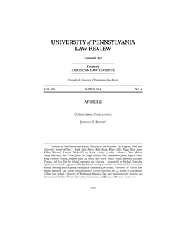 UNIVERSITY of PENNSYLVANIA LAW REVIEW