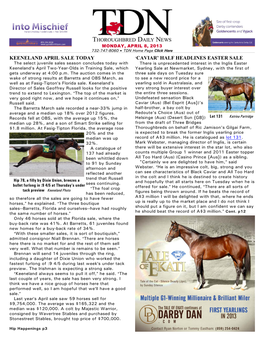 KEENELAND APRIL SALE TODAY >CAVIAR' HALF HEADLINES