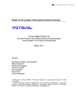 Study on the Quality of the Patent System in Europe