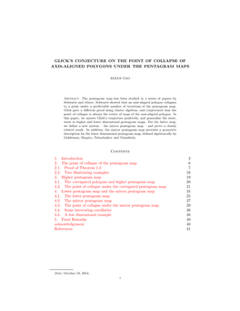 Glick's Conjecture on the Point of Collapse of Axis