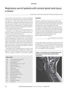 Respiratory Care of Patients with Cervical Spinal Cord Injury: a Review