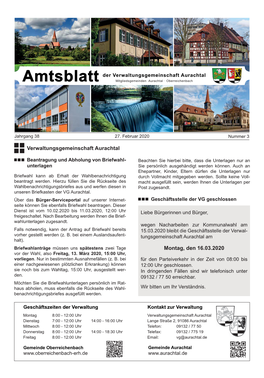 Amtsblattmtsblatt Mitgliedsgemeinden Aurachtal · Oberreichenbach