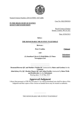 Approved Judgment