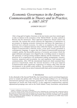 Economic Governance in the Empire- Commonwealth in Theory and in Practice, C