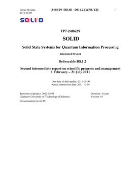 Solid State Systems for Quantum Information Processing