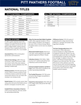 Pitt Panthers Football 2012 Media Fact Book National Titles