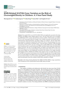 RMR-Related MAP2K6 Gene Variation on the Risk of Overweight/Obesity in Children: a 3-Year Panel Study
