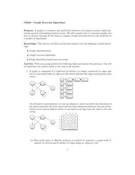 CS330 – Graph Traversal Algorithms Purpose