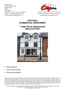 FOR SALE COMMERCIAL INVESTMENT 7 High Street