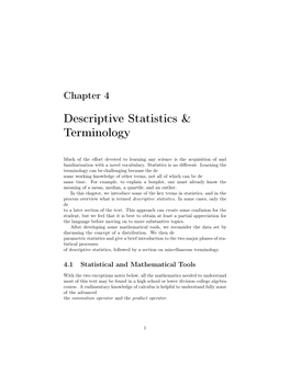 Descriptive Statistics & Terminology