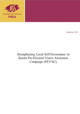 Strengthening Local Self-Governance in Kerala Pre-Election Voters Awareness Campaign (PEVAC)