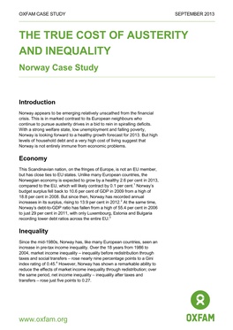 The True Cost of Austerity and Inequality: Norway Case Study