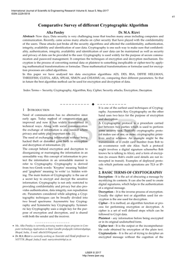 Comparative Survey of Different Cryptographic Algorithm