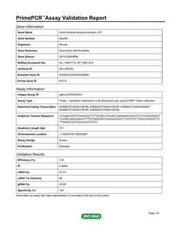 Primepcr™Assay Validation Report