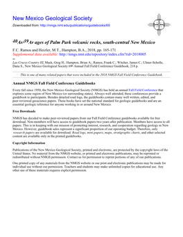 40Ar/39Ar Ages of Palm Park Volcanic Rocks, South-Central New Mexico F.C