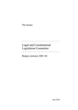 Budget Estimates 2003–04