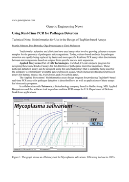 Genetic Engineering News Using Real-Time PCR for Pathogen