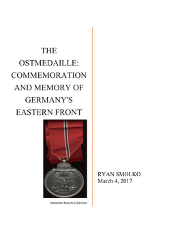 The Ostmedaille: Commemoration and Memory of Germany's Eastern Front
