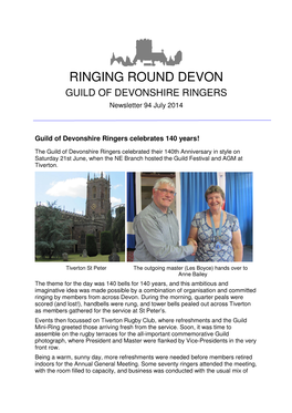 RINGING ROUND DEVON GUILD of DEVONSHIRE RINGERS Newsletter 94 July 2014