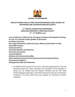 Vote of Thanks for H.E. Kivutha Kibwana.Pdf