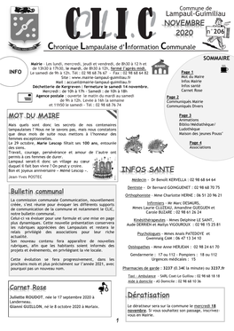 Lampaul-Guimiliau NOVEMBRE 2020 INFOS SANTE Dératisation