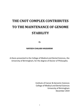 The Cnot Complex Contributes to the Maintenance of Genome Stability