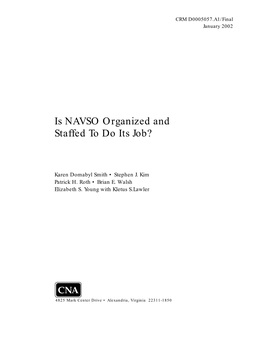 Is NAVSO Organized and Staffed to Do Its Job?