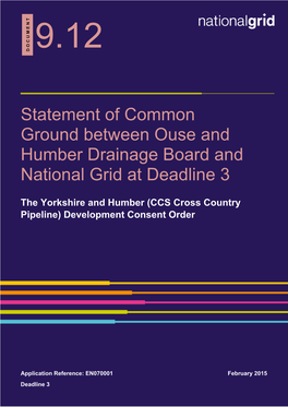 Statement of Common Ground Between Ouse and Humber Drainage Board and National Grid at Deadline 3