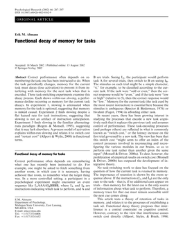 Functional Decay of Memory for Tasks