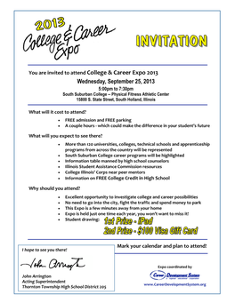 You Are Invited to Attend College & Career Expo 2013
