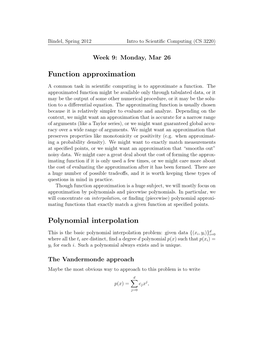 Function Approximation Polynomial Interpolation