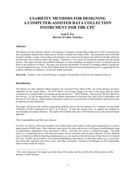 Usability Methods for Designing a Computer-Assisted Data Collection Instrument for the Cpi1
