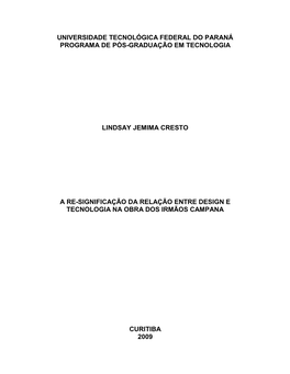 Universidade Tecnológica Federal Do Paraná Programa De Pós-Graduação Em Tecnologia