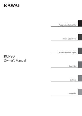 Kawai KCP90 Owner's Manual