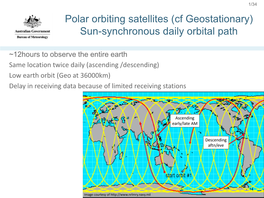 Polar Orbiting Satellites (Cf Geostationary) Sun-Synchronous Daily Orbital Path