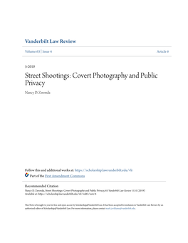 Street Shootings: Covert Photography and Public Privacy Nancy D