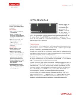 Netra SPARC T4-2 Server Data Sheet