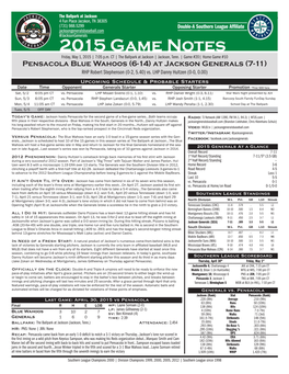 At Jackson Generals (7-11) RHP Robert Stephenson (0-2, 5.40) Vs