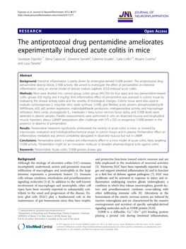 The Antiprotozoal Drug Pentamidine Ameliorates Experimentally Induced