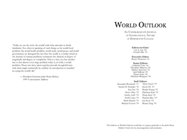 World Outlook an Undergraduate Journal of International Affairs at Dartmouth College