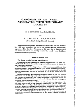 Gangrene in an Infant Associated with Temporary Diabetes