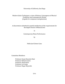 University of California, San Diego Modern Guitar Techniques