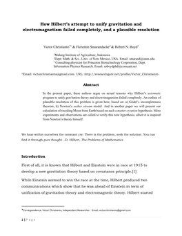 How Hilbert's Attempt to Unify Gravitation and Electromagnetism