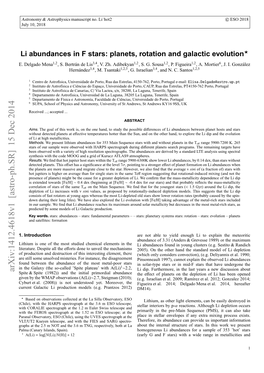 Li Abundances in F Stars: Planets, Rotation and Galactic Evolution