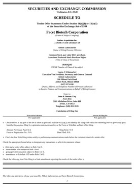 Securities and Exchange Commission Schedule To