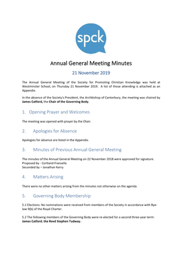 To Download the SPCK AGM 2019 Minutes