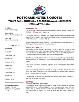 Postgame Notes & Quotes