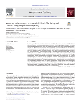 Measuring Racing Thoughts in Healthy Individuals: the Racing and Crowded Thoughts Questionnaire (RCTQ)