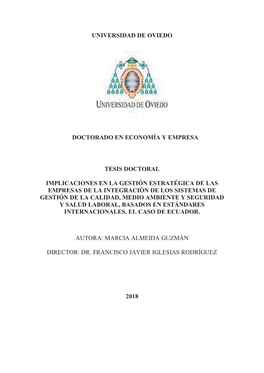 Universidad De Oviedo Doctorado En Economía Y Empresa Tesis Doctoral Implicaciones En La Gestión Estratégica De Las Empresas